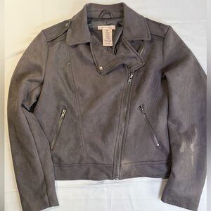 Philosophy Charcoal Faux Suede Moto Jacket- Size M